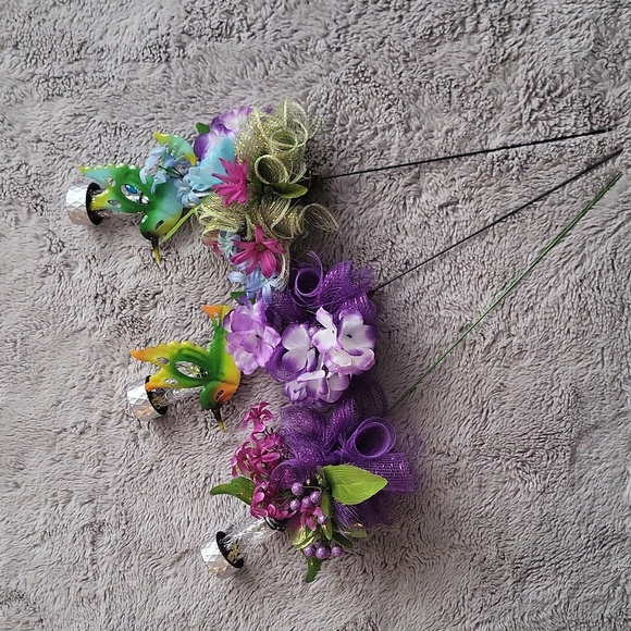 GREEN Blue Hummingbird Solar Lights Grave Markers Spring Summer Outdoor - Picture 6 of 17